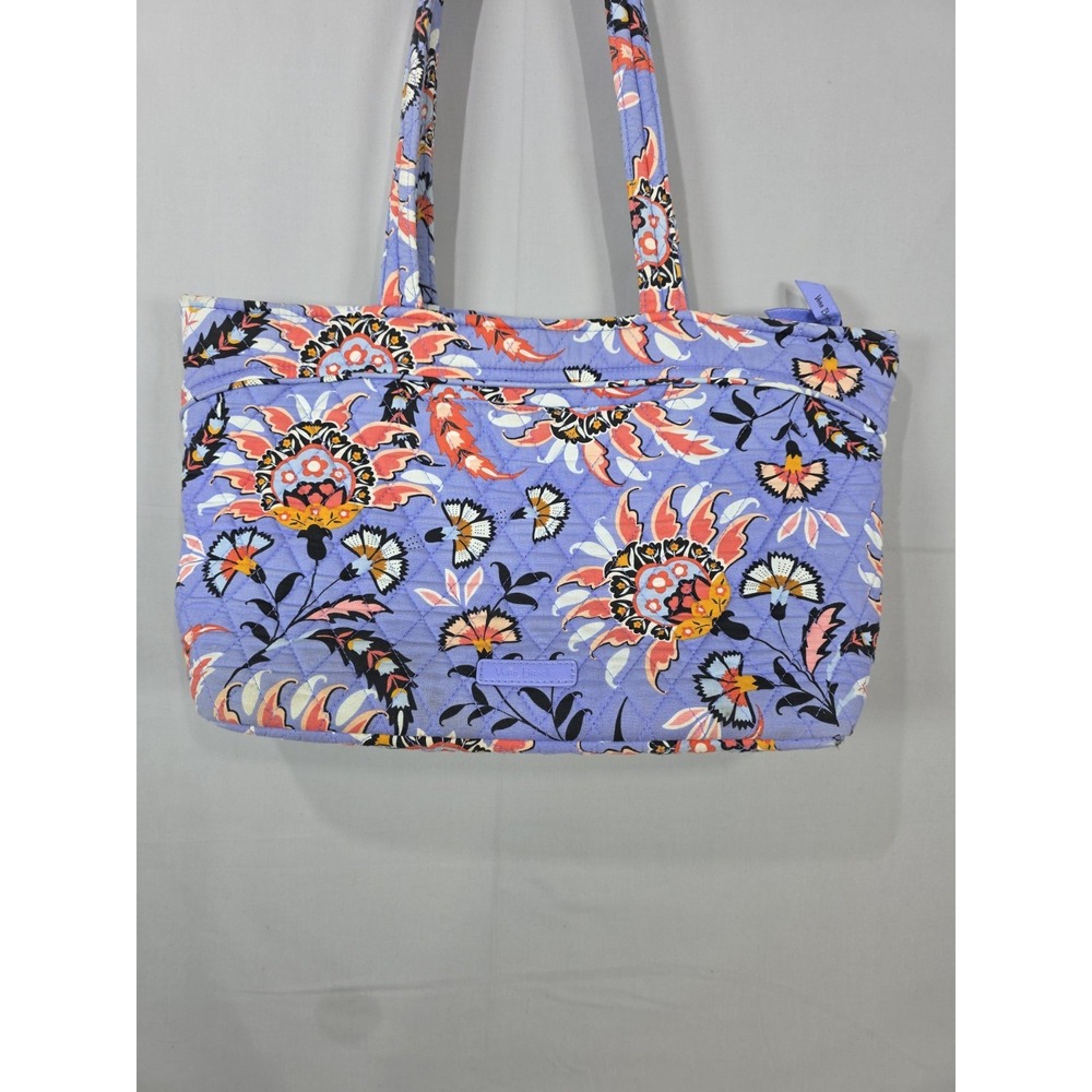 Vera Bradley Mandy Shoulder Bag Mural Garden Quilted Purple Floral Cotton Medium - Picture 7 of 14
